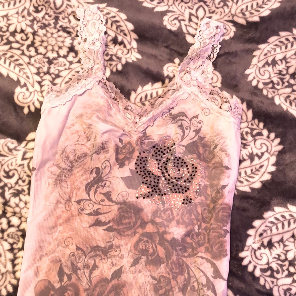 Y2k graphic lace cami
